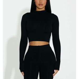 Naked Wardrobe long sleeve crop in black